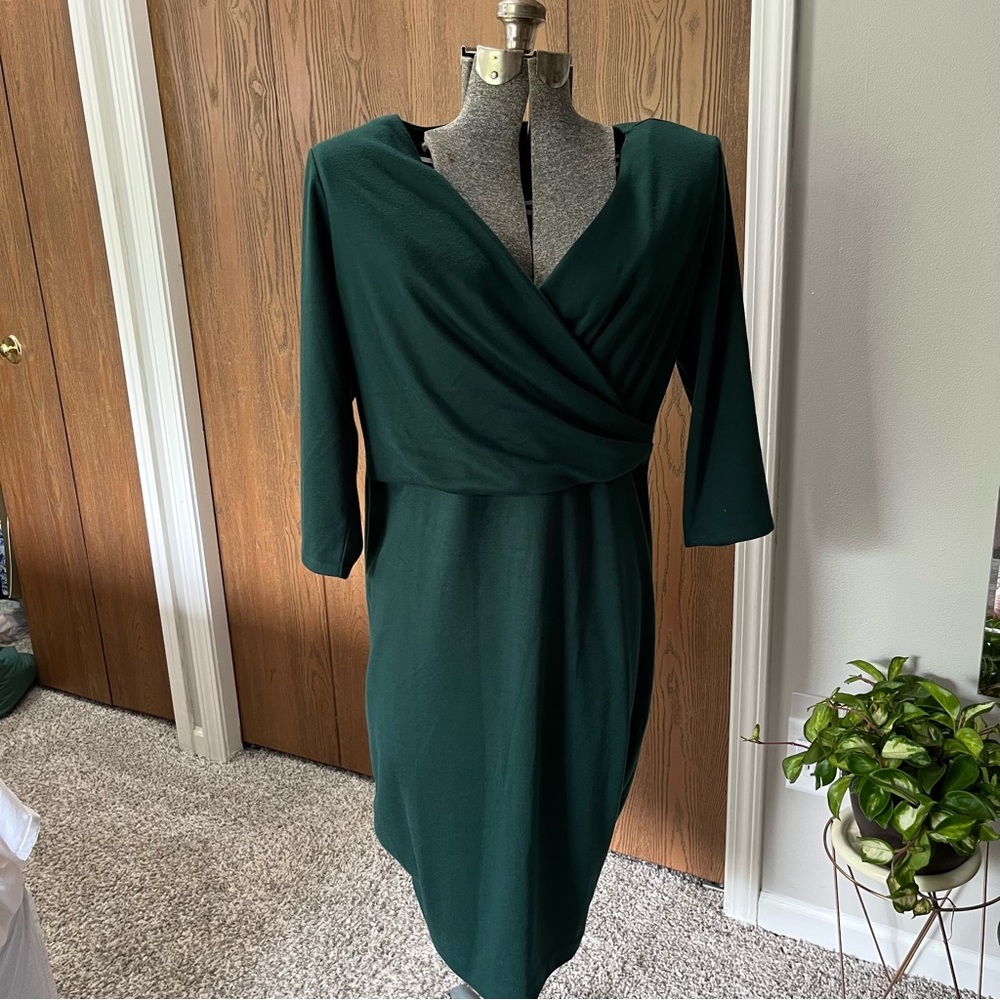 Ann Taylor Factory Green V-Neck Dress